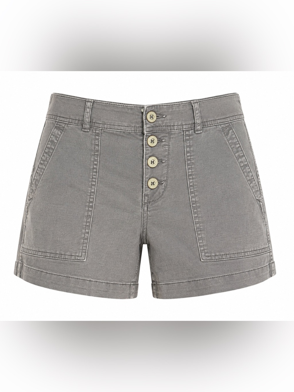 Anthropologie The Wanderer Grey Utility Shorts Size 28 Button Fly Linen Blend